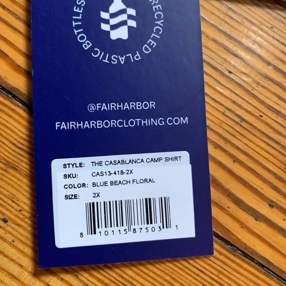 NWT! Fair Harbor Blue Floral 👕 Shirt The Casablanca Camp Shirt Size 2X - Picture 7 of 9